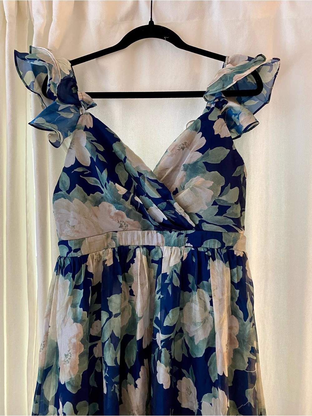 Lulus Soiree Perfection Navy Floral Ruffled Tiered Maxi Dress Blue - Size L - Picture 3 of 9